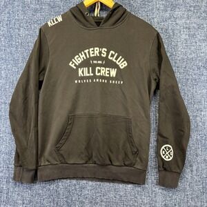 Kill Crew Fighters Club Hoodie Mens M Black Cotton Blend Regular Graphic Gym